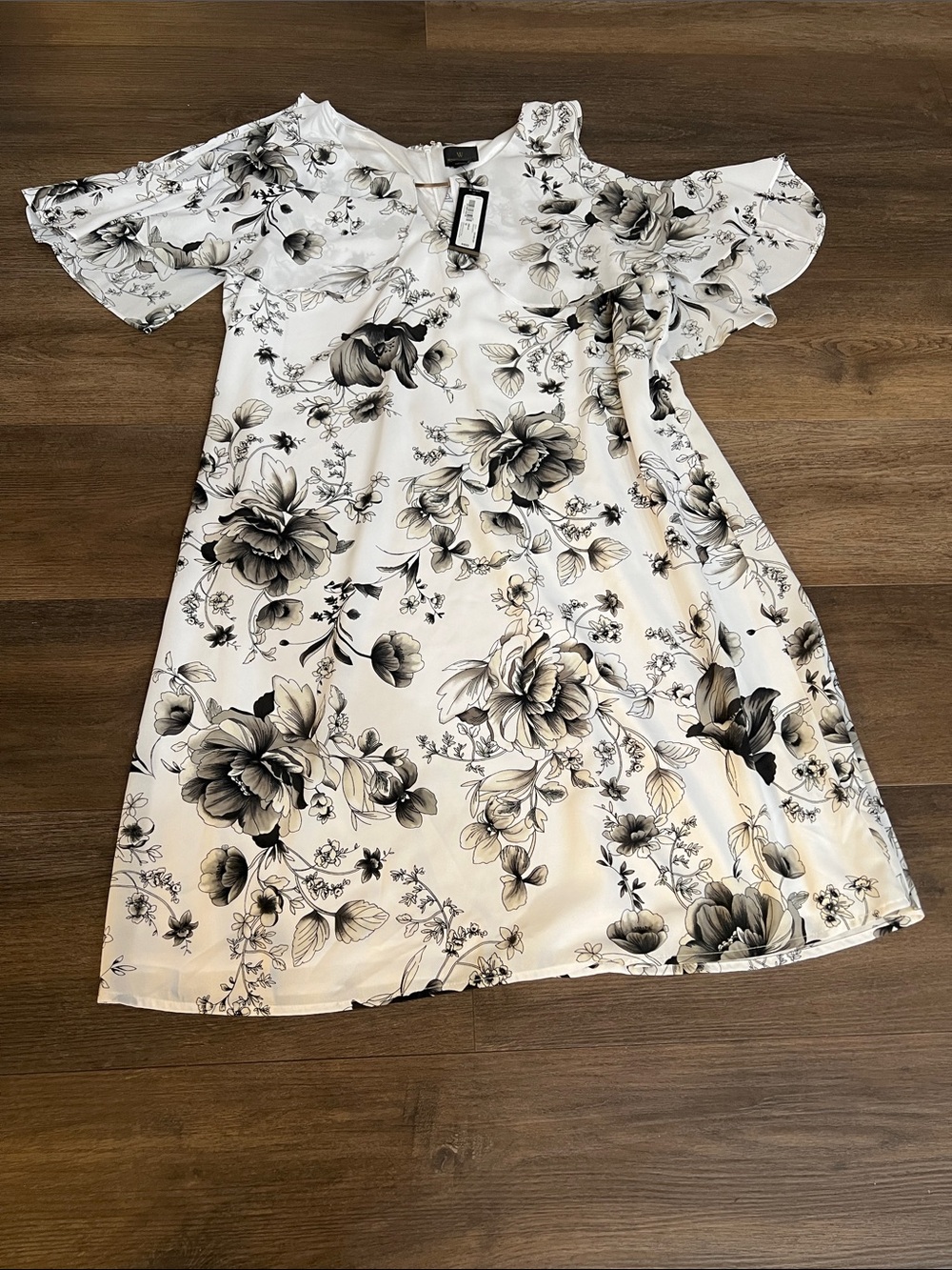 Worthington White Floral Cold-Shoulder Dress
